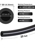 Heavy Duty Nylon Air Line 25ft One Quarter Inch OD Pneumatic Tube DOT Approved SAE J844 specs and close-up view