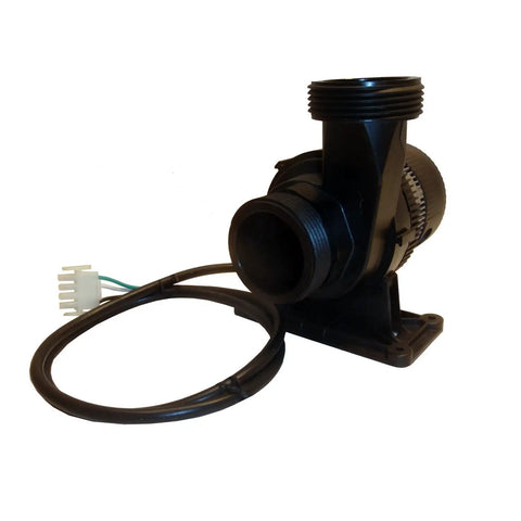 Rugged 1 1 2 Inch Buttress Thread Circulation Spa Pump 230 Volt Black Housing, featuring suction connector and cord.