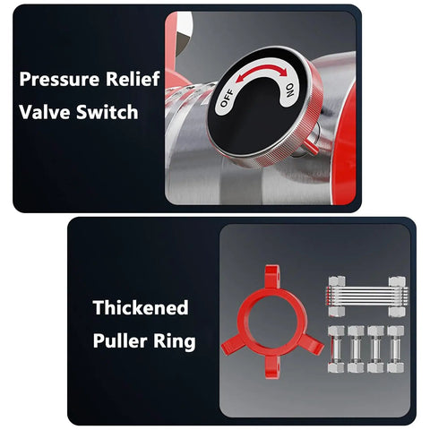 Hydraulic Gear Puller Kit With Two Or Three Jaw Design removable pressure relief valve switch and thickened puller ring detail.