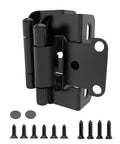 10 Pack Half Inch Overlay Self Closing Cabinet Hinges For Face Frame Cabinets Wrap Around Style Adjustable Decorative Replacement Includes Screws And Quiet Bumpers Matte Black Finish, with screws and bumpers