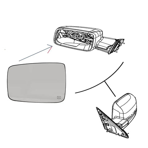 Driver Side Heated Mirror Glass Replacement For 2009-2018 Ram 1500 2500 Left Exterior Convex Mirror With Backing Plate And Built In Heating Ice Melt Fog Free Vision No Fuss Install illustration
