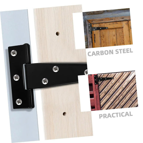 8 Piece 5 Inch Galvanized Steel T Shape Door Hinges Black Finish Detachable Weld On Hinges for Shed Doors Cabinet and Mobile Home Doors
