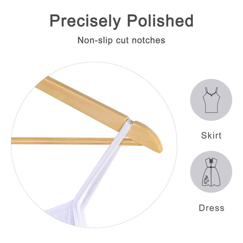 Premium Solid Birch Wood Clothes Hangers 30 Pack Featuring Smooth Ergonomic Shoulders Built Tough To Hold Heavy Winter Gear Straight Up Without Slipping Natural Finish That Really Levels Up Your Closet Game