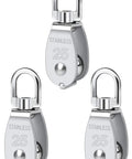 Cable Pulley Block Set 304 Stainless Steel 360 Degree Swivel Heavy Duty M25 Three Pack For Gym Equipment Pulley System