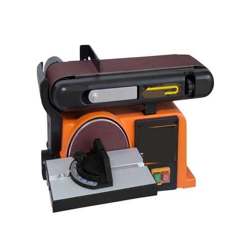 Mini Pneumatic Belt Sander And Grinding Wheel Combo Machine With Variable Speed Control, Cast Iron Base for wood and metal deburring.