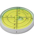 60mm Metal for spirit Level 1-3 Degree Range Green 60mm Metal(D) round level with magnified center vial and clear markings.