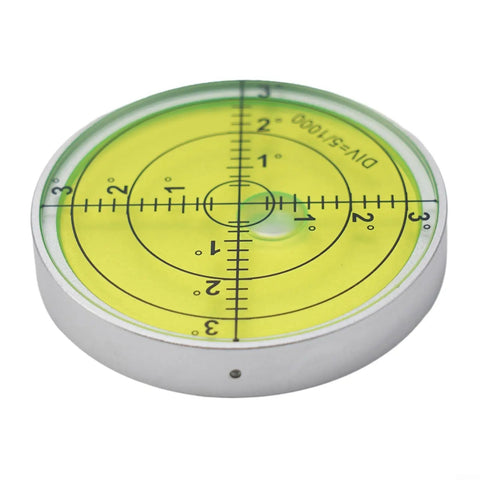 60mm Metal for spirit Level 1-3 Degree Range Green 60mm Metal(D) round level with magnified center vial and clear markings.