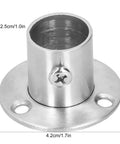 10 Set Flanged Holder Base For Closet Rods And Wardrobe Tubes Stainless Steel Bracket With Screws, close-up of single flange.
