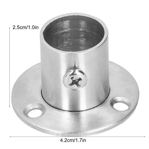 10 Set Flanged Holder Base For Closet Rods And Wardrobe Tubes Stainless Steel Bracket With Screws, close-up of single flange.