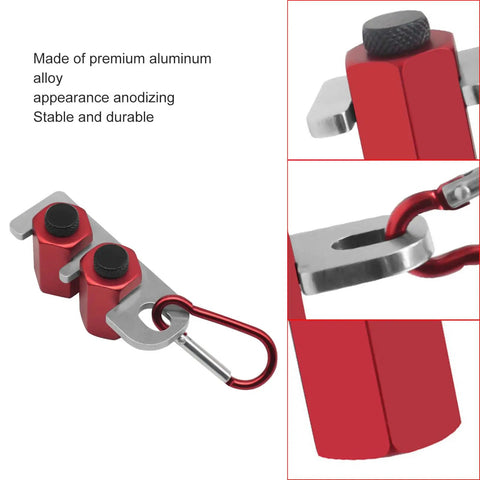 Dead Nuts Accurate Stair Gauge And Framing Square Stop Bracket With Hex Thumb Screw Adjustment For Smooth Lumber Marking And Tough Aluminum Workshop Gear with red anodized finish