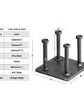 Concrete Embeds Plate Pack Of Two Five By Five Inch Three Eighth Inch Thick Steel Weld On Square Base Anchor Plate With Four One Half Inch Diameter Three And A Half Inch Long Studs Low Carbon Steel Plain Finish For Concrete Anchoring, showing dimensions and material.