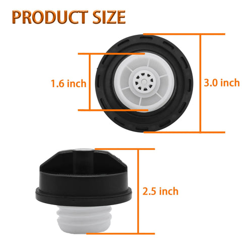 Locking Gas Cap For Toyota And Honda Cars And SUVs Secure Tamper Resistant Fuel Cap Locks Tight For 4Runner Tacoma Tundra RAV4 CRV Accord Civic Altima Maxima And More Fits Acura Infiniti Mazda Nissan Buick Cadillac GMC with visible dimensions of 3.0 x 2.5 inches.
