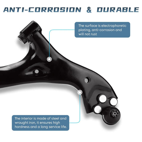 Chevy Equinox Front Lower Control Arm With Ball Joint 2005-2009 3.4L Fits Saturn Vue 2002-2007 And Pontiac Torrent 2006-2009 Suspension Kit K621129 Premium Quality Replacement black steel with ball joint