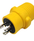 Badass Ev Charge Adapter Nema L6-20p To 14-50r Twist Lock Plug, yellow 20 Amp 250 Volt plug for electric vehicle charging.