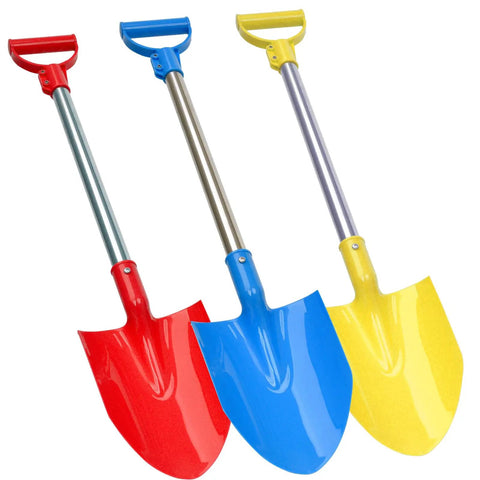 Heavy Duty Beach Shovel Three Piece Set With Thickened Metal Blade 29 Inch Portable Sand Shovel Stainless Foam Handle Non Slip Grip