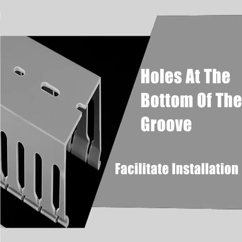 Grey PVC Wire Concealer Raceway Kit with reverse snap cover showing holes for easy installation.