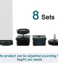 Square 40mm By 40mm Leveling Feet Inserts For Sofa Legs Adjustable Furniture Levelers Set Of Eight With Non Slip Glide Pads