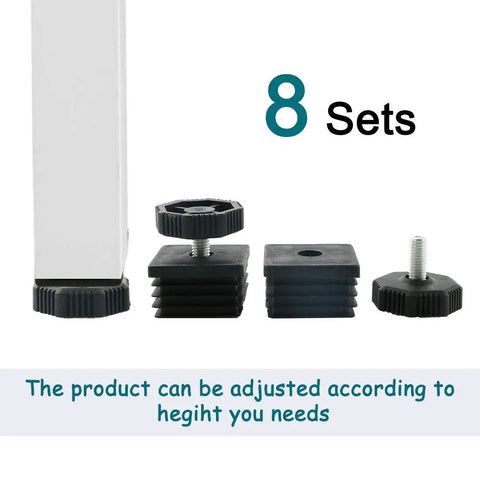 Square 40mm By 40mm Leveling Feet Inserts For Sofa Legs Adjustable Furniture Levelers Set Of Eight With Non Slip Glide Pads