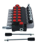 Six Spool Hydraulic Directional Control Valve Open Center 13 GPM 3600 PSI Monoblock Cast Iron With Adjustable Relief Valve