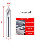 Carbide drill bit, 14 mm diameter x 100 mm length, uncoated tungsten steel with 60° chamfering tip