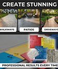 Slate Stone Concrete Stamps Mats Set Of 5 24 By 24 Inches Made In USA Durable Polyurethane With Flexible And Rigid Forms For Driveways And Patios Pro Grade Tools SM 3001 S5 shown in use on walkways, patios, and driveways for authentic texture.