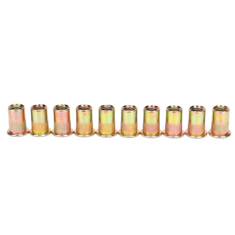 10 zinc plated carbon steel rivet nuts from the 100-Piece M10 Zinc Plated Carbon Steel Rivet Nut Kit For Metal Plates And Pipes