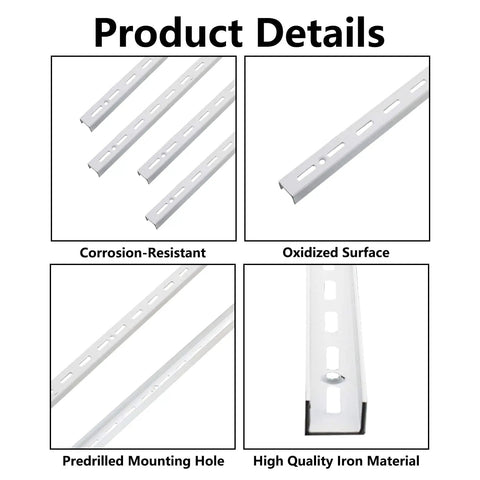 Close-up of Dual Trak Adjustable Wood Shelf Brackets For Garage FastTrack Rail Direct Mount Into FastTrack Garage Rail 2 Pack