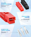 Heavy Duty Quick Swap Battery Connector Assortment Kit 108 Pcs 15 30 45 Amp modular connectors with red and black housings.