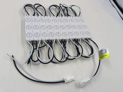 110V AC LED Module White 1.5W Decorative Light For Letter Signs And Advertising Displays With Adhesive Tape Backing Easy Install Cuttable 3LED 2835 SMD 6500K 20 Modules Per String No Transformer Needed