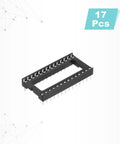 DIP IC Chip Socket Adapter Kit with Seventeen Pieces 28 Pin 15.24 mm Row Pitch and 2.54 mm Pitch for Breadboard Projects.