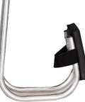 Close-up view of ergonomic knee seat frame, showing metal structure and strap-on kneeling pad for garden work support