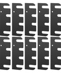 Ten Piece Door Hinge Filler Plates Kit With Stainless Steel Spacers 4x1.5 Inch Adjustable For Cabinet Repair DIY Friendly Rust Resistant Gap Filler For Kitchen And Home Improvement shown in black finish, front view.