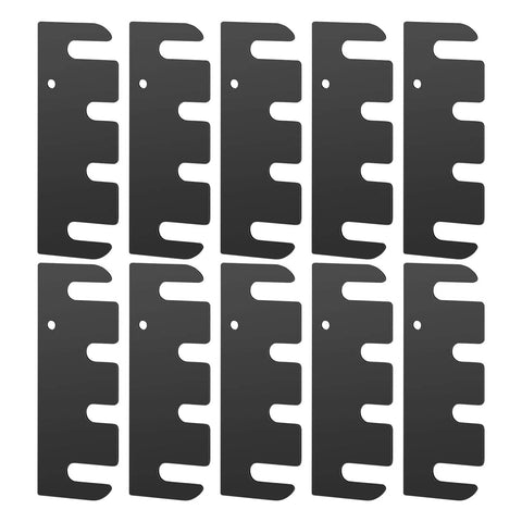Ten Piece Door Hinge Filler Plates Kit With Stainless Steel Spacers 4x1.5 Inch Adjustable For Cabinet Repair DIY Friendly Rust Resistant Gap Filler For Kitchen And Home Improvement shown in black finish, front view.