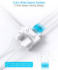 15 Foot Extension Cord With Flat Plug Surge Protector Power Strip Featuring Eight Widely Spaced Outlets And Four Fast Usb Charging Ports, showing wide spacing for plugs.