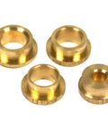 Four brass pivot bushings from Five American Clock Pendulum Rods 17 Inch Long And Brass Pivot Bushings Set