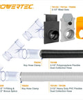 Two-Pack 2-1/2 Inch ID Y Fittings For 2-1/2 Inch OD Dust Collection Pipes With Built-In Couplers And Splices displayed with hoses