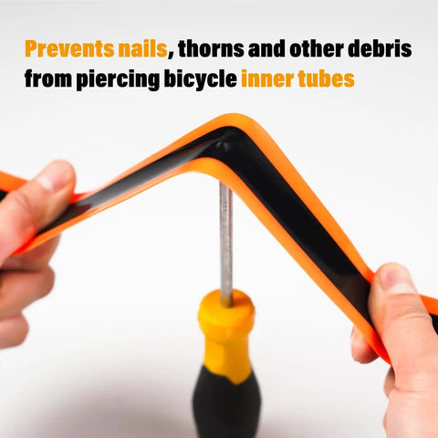 Road Bike Tire Liner Self Adhesive Inner Tube Protector for 700c and 28 inch tires, showing flexible puncture resistant material.