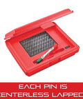 Pro Grade Precision Steel Pin Gauge Set With Beefy Protective Case 0.011 To 0.060 Inch Range Minus Set Type 50 Gages open red case