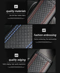 Universal Car Seat Belt Cover Pads Crafted From Breathable Leather With Thick Soft Sponge Padding, featuring embossed design and quality edging.