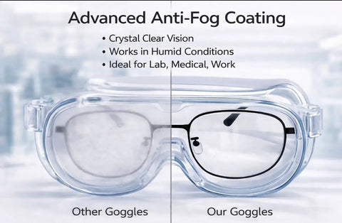Comparison of anti fog protective safety goggles with clear wide vision lens versus standard goggles in humid conditions