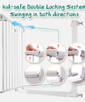 Heavy Duty Pet Safety Gate For Doors And Stairs 29.5 To 51.5 Inch Wide with double locking system and swing direction close-up
