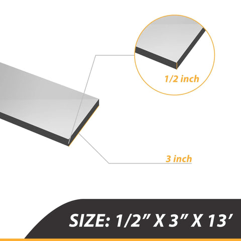 Close-up size diagram of Self Adhesive Pipe Insulation Foam Tape For Outdoor Water Lines, 1/2 inch thick, 3 inch wide, 13 feet long.