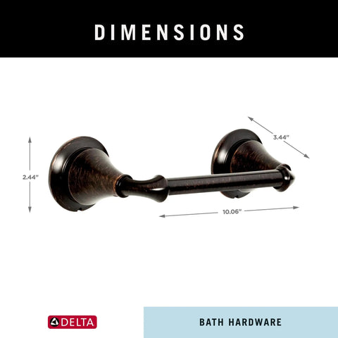 Pivoting Toilet Paper Holder In Venetian Bronze, Wall Mount Bath Accessory, Space Saving Design With SpotShield Finish Linden Collection dimensions.