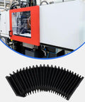Front view of Built Tough Flexible Telescopic Protective Cover For CNC Linear Guides, Dust Shield Bellows Guard displayed in factory setting.