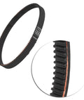 Beefed-Up CVT Motorcycle Drive Belt 3M38412 For 128T, 384mm Length, 12mm Width, Power Transmission Replacement Belt For Bikes, Durable Timing Belt For Smooth, Reliable Daily Rides. Black toothed CVT motorcycle drive belt, close-up detail
