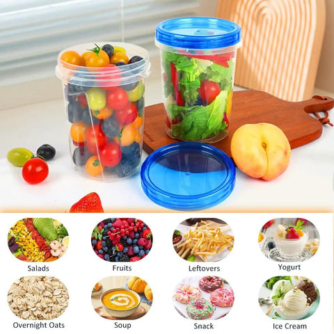 34 Oz Reusable Freezer Safe Food Storage Containers 10 Pack with Twist Top Lids Airtight Meal Prep Containers for salad and fruit