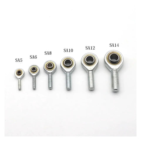 6Pc Sa14 Rod Ends Set With Right Hand Male Metric Threads For 14mm Shafts Heavy Duty Fish Eye Ball Joint Uniball Bearing in sizes SA5 to SA14.