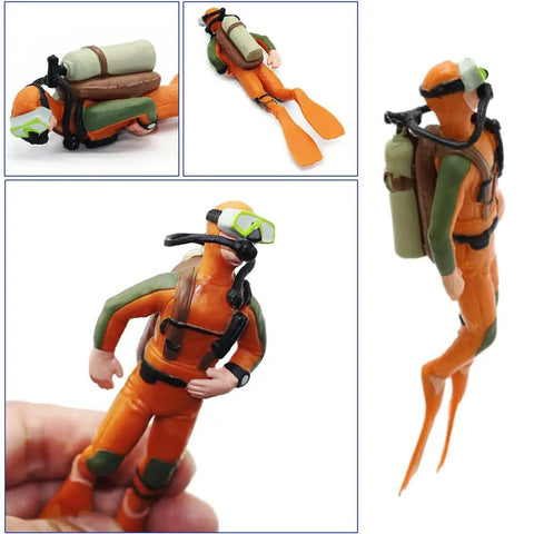 2 Pack Aquarium Diver Ornaments Set For Floating Fish Tank Decor Lit Little Divers, shown with safety gear and realistic details.