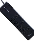 PowerBlitz Surge Protector Power Strip With USB A And USB C Ports, 8 Outlets, 2160 Joules, black with braided cord