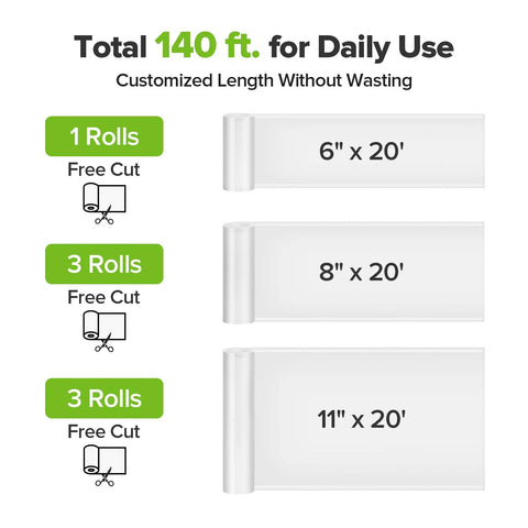 Heavy Duty Vacuum Sealer Bags For Food Storage 7 Pack In 8x20 11x20 And 6x20 Rolls BPA Free Embossed Durable PA And PE Material